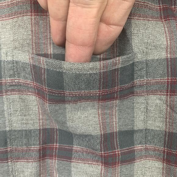 The Normal Brand Shirt Mens Medium Gray Red Plaid Button Flannel Cotton - Picture 4 of 14
